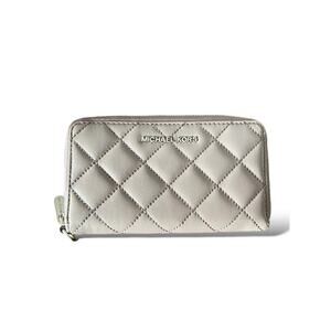 NWOT- Michael Kors Quilted Long Zip Around Wallet Mauve Phone Holder Case